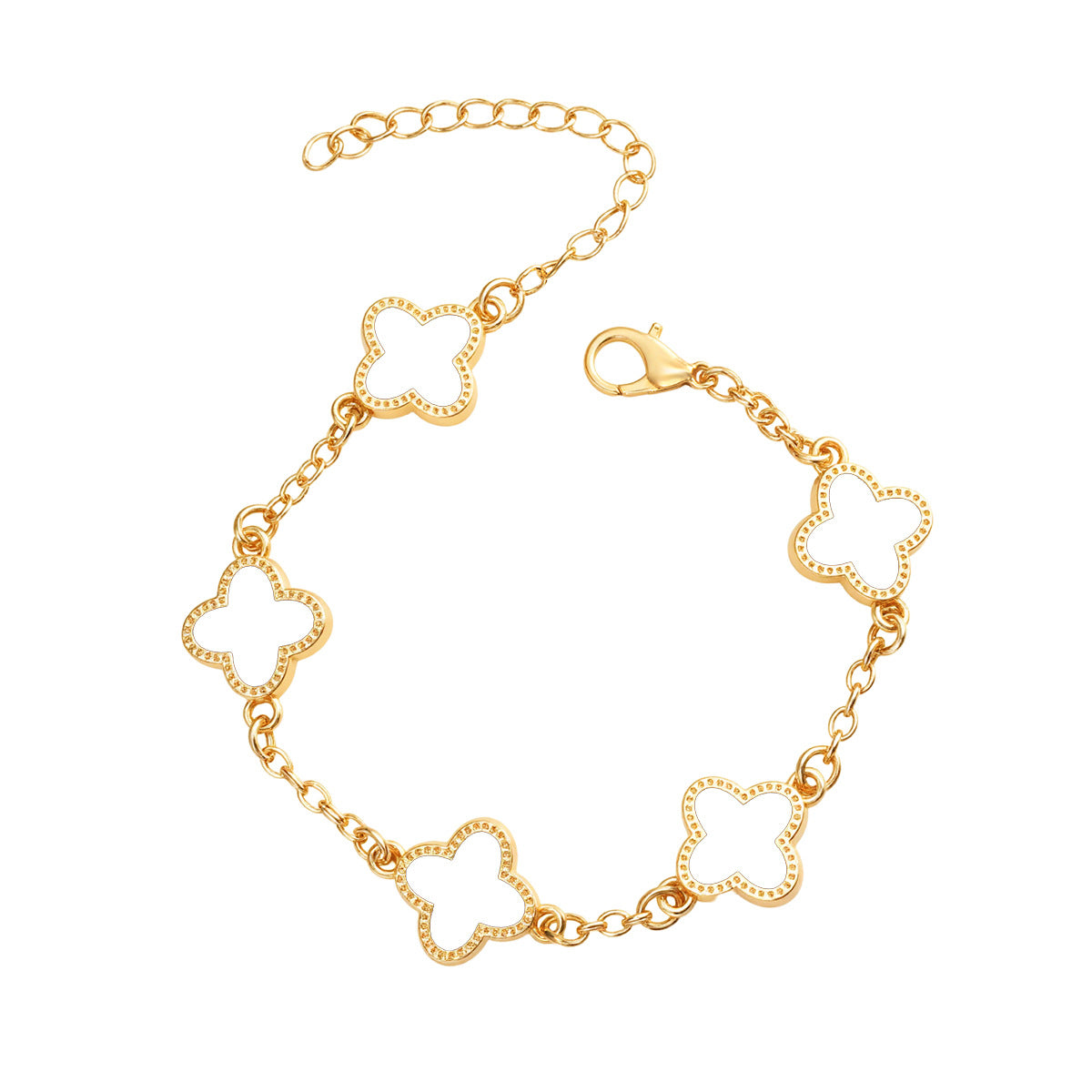 Four-leaf clover bracelet (White)