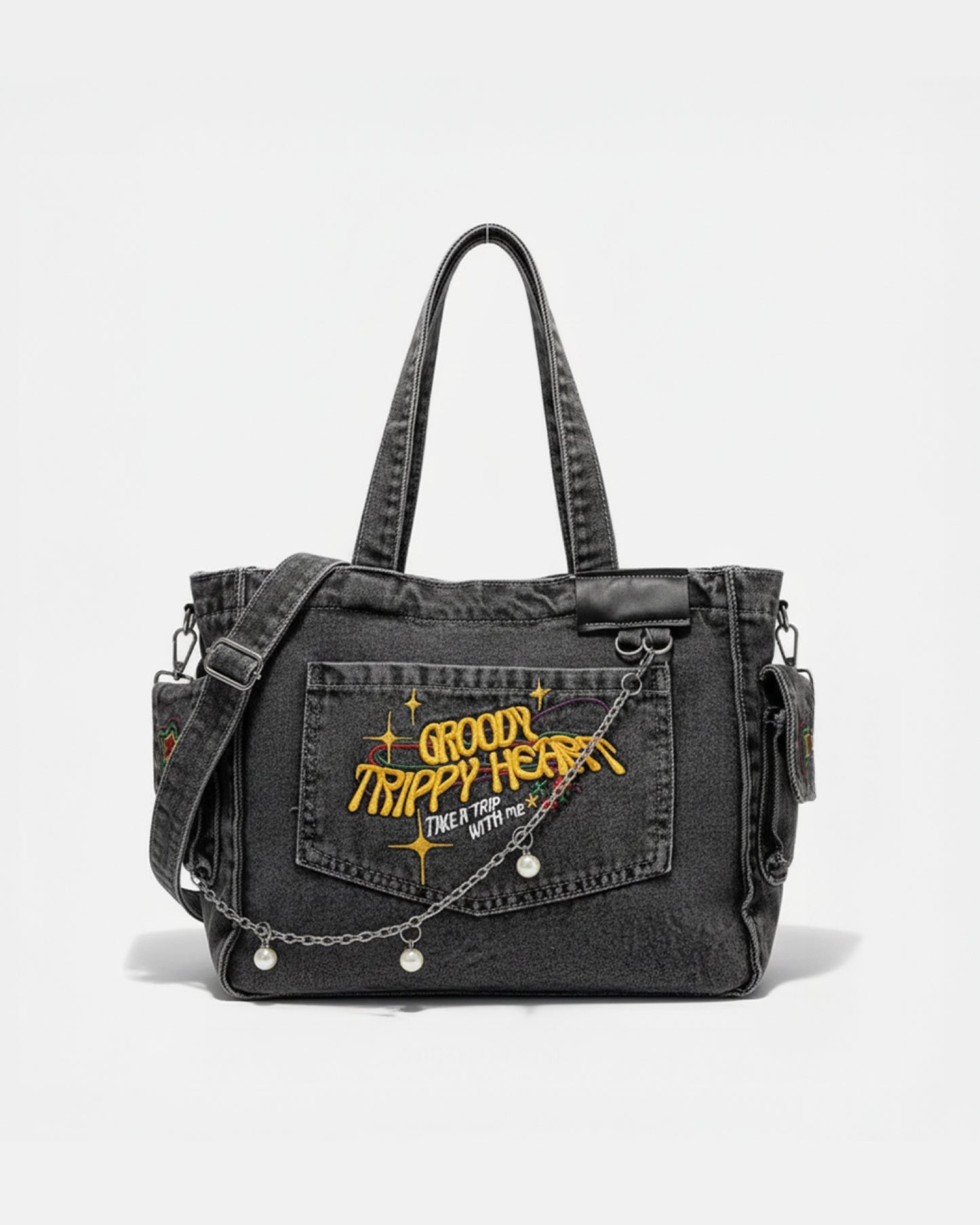 TrippyHeart - Denim Tote Bag