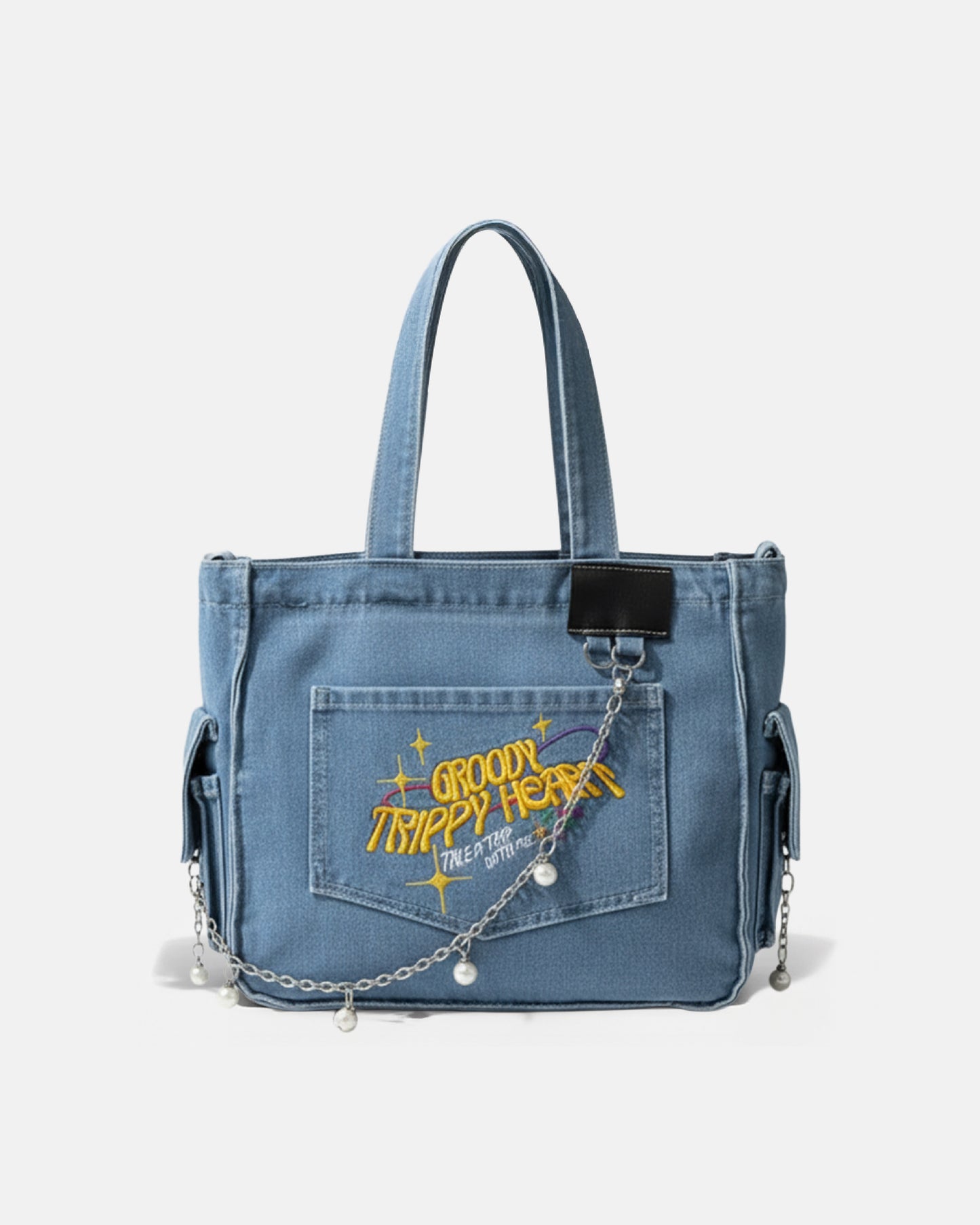 TrippyHeart - Denim Tote Bag