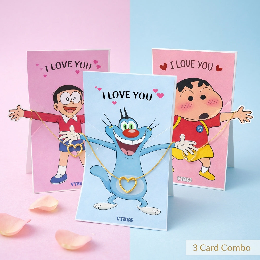 I Love You card with Necklace with Gift Box