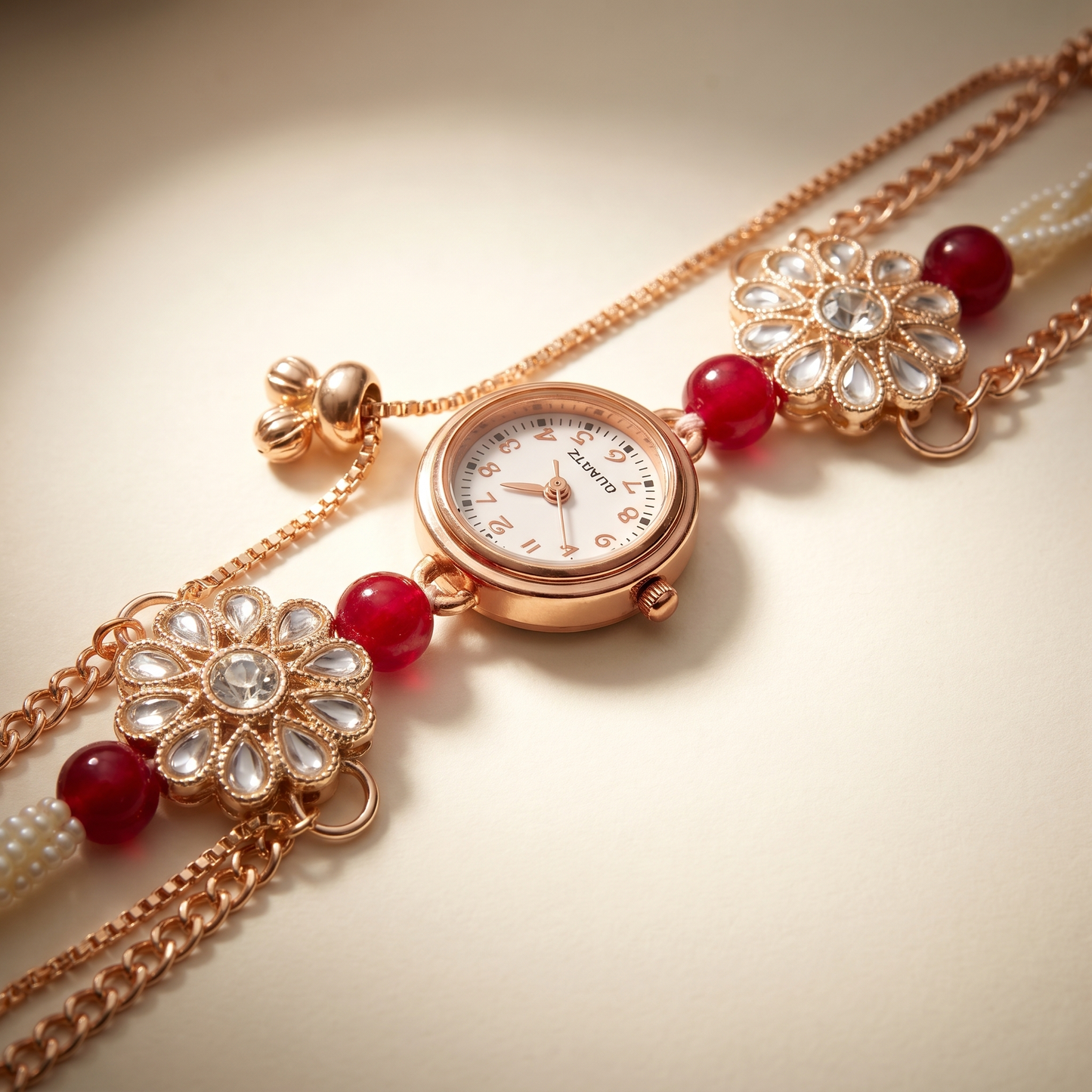 Royal Floral Pearl Bracelet Watch