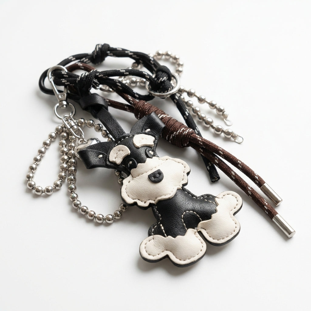 Faux Leather Cute Dog Charm