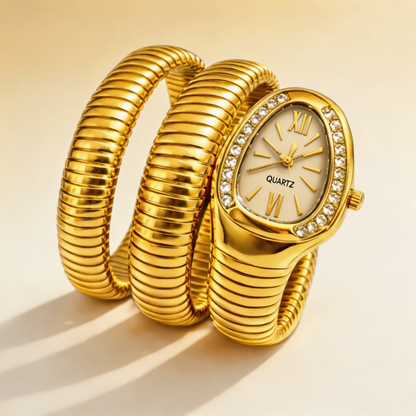 Elegant Gold Serpent Wrap bracelet Watch