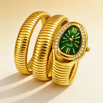 Elegant Gold Serpent Wrap bracelet Watch