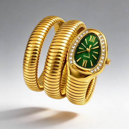 Elegant Gold Serpent Wrap bracelet Watch