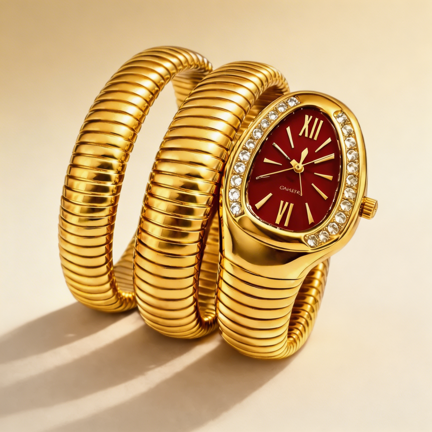Elegant Gold Serpent Wrap bracelet Watch