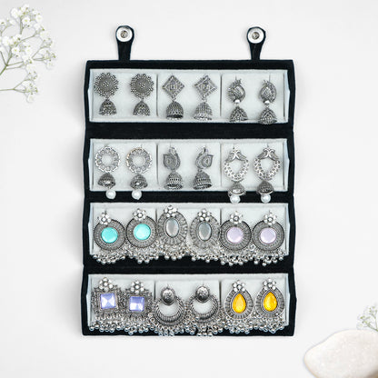 Set Of 12 Designer Earrings With Folding Jewelry Box