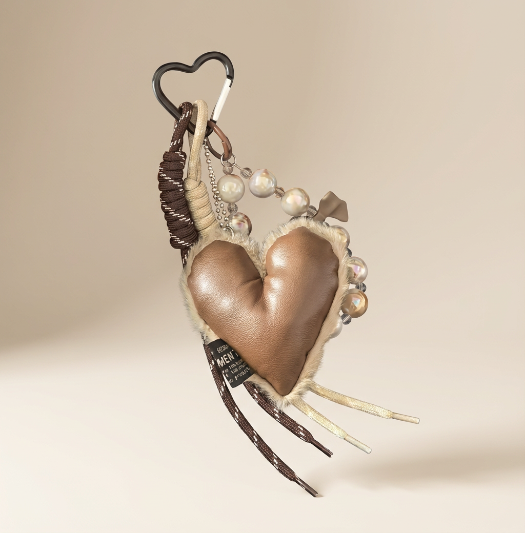 Mocha Heart Shape Bag Charm