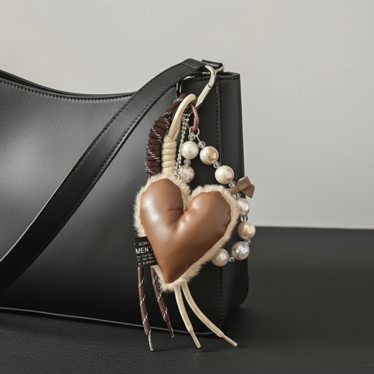 Mocha Heart Shape Bag Charm