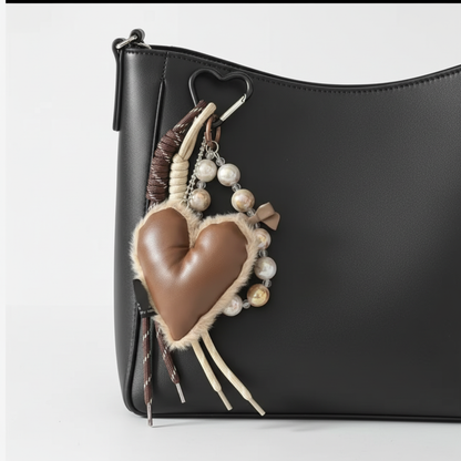 Mocha Heart Shape Bag Charm