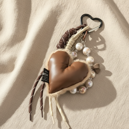 Mocha Heart Shape Bag Charm