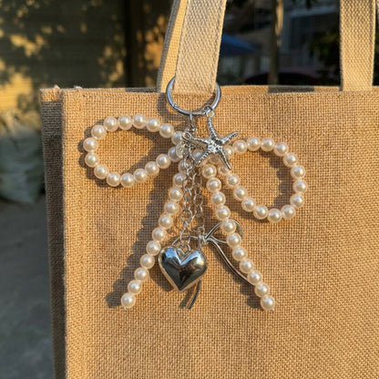 Pearl Bow Tie Bag Charm