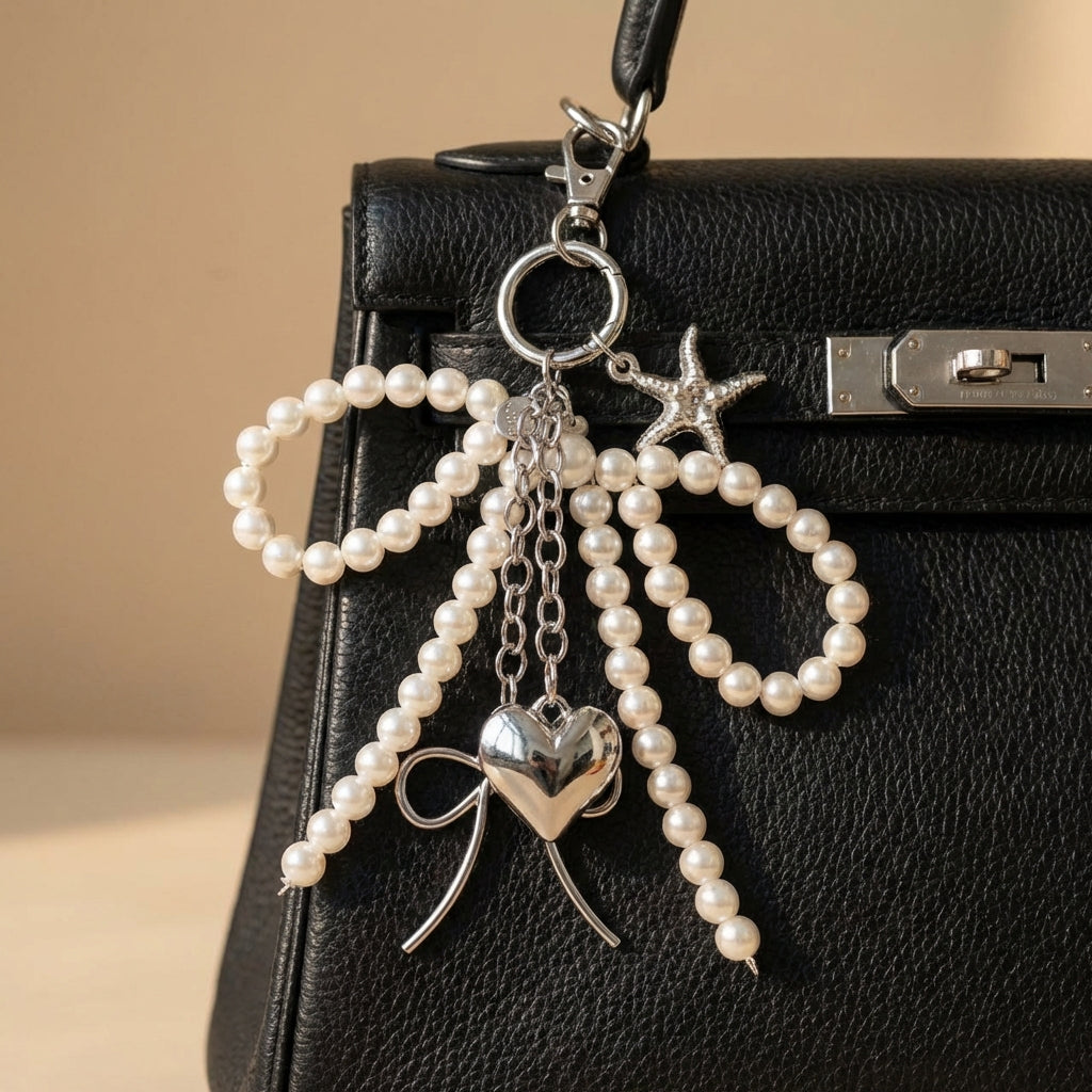 Pearl Bow Tie Bag Charm