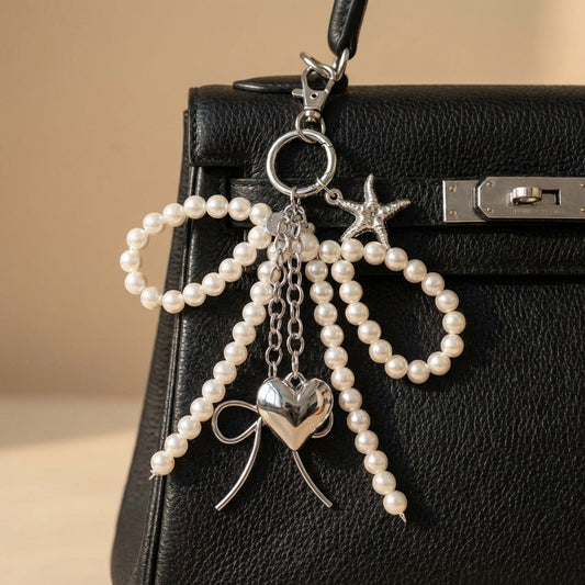 Pearl Bow Tie Bag Charm