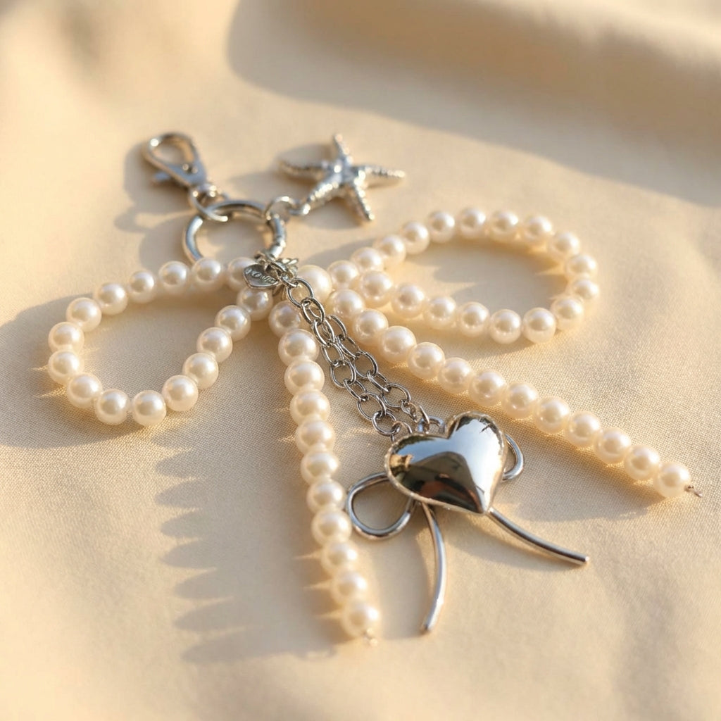 Pearl Bow Tie Bag Charm
