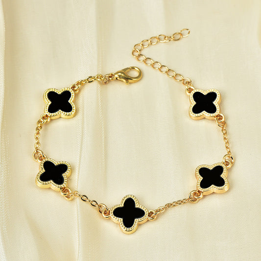 Four-leaf clover bracelet (Black)