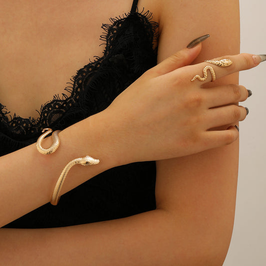Snake Shaped Ring & Bracelet Set