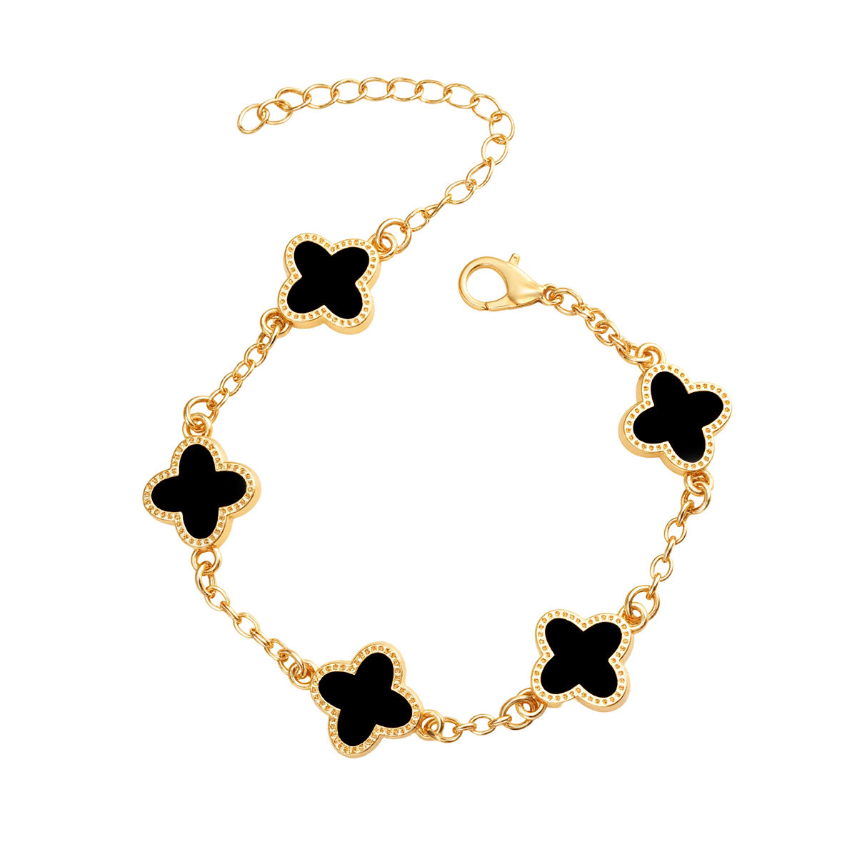 Four-leaf clover bracelet (Black)