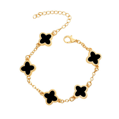 Four-leaf clover bracelet (Black)