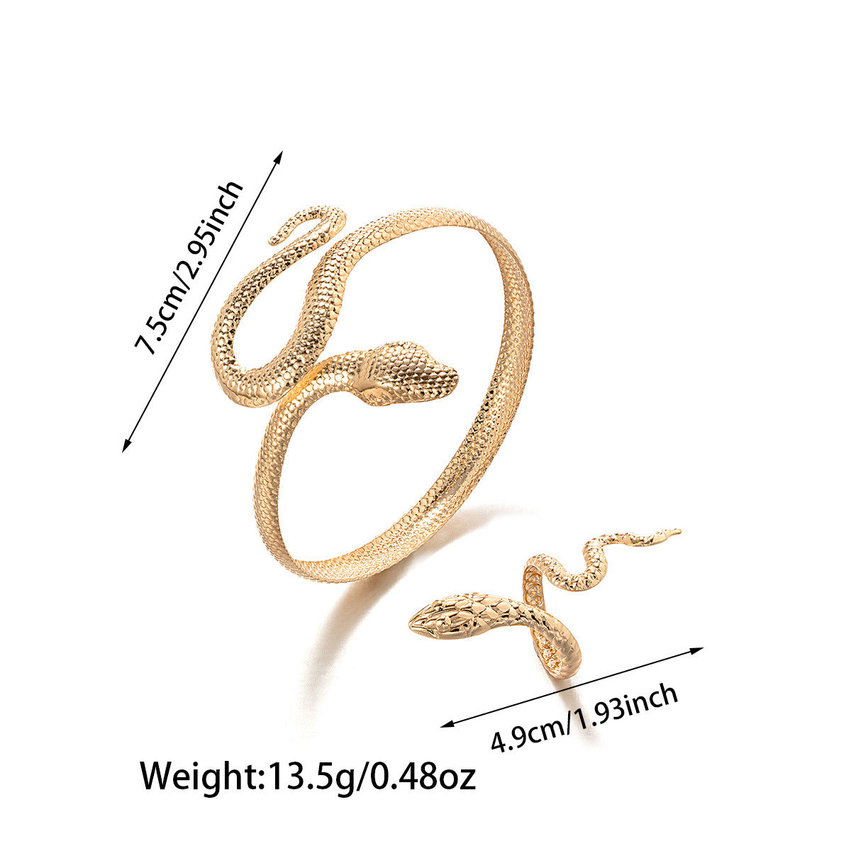 Snake Shaped Ring & Bracelet Set