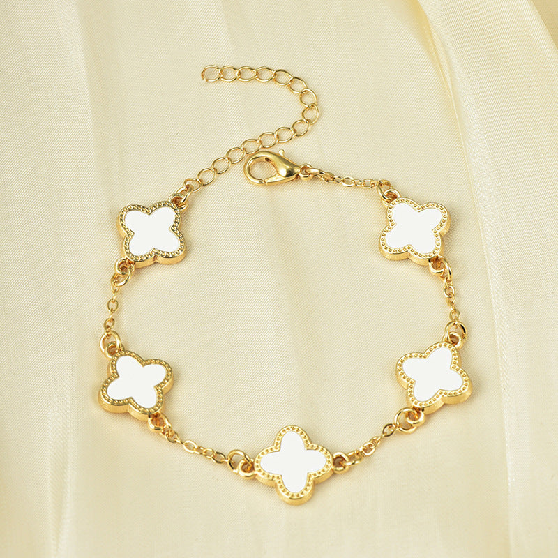 Four-leaf clover bracelet (White)
