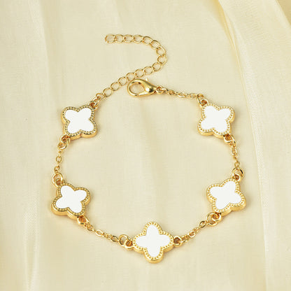 Four-leaf clover bracelet (White)