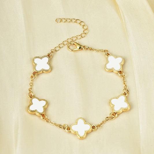 Four-leaf clover bracelet (White)