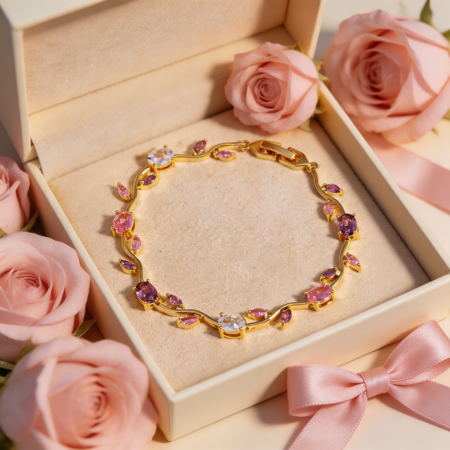 Tulip Floral Bracelet -18K Coquette Flower Bracelet
