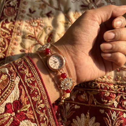 Royal Floral Pearl Bracelet Watch