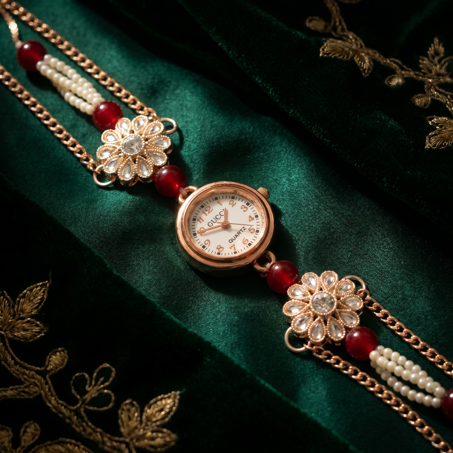Royal Floral Pearl Bracelet Watch