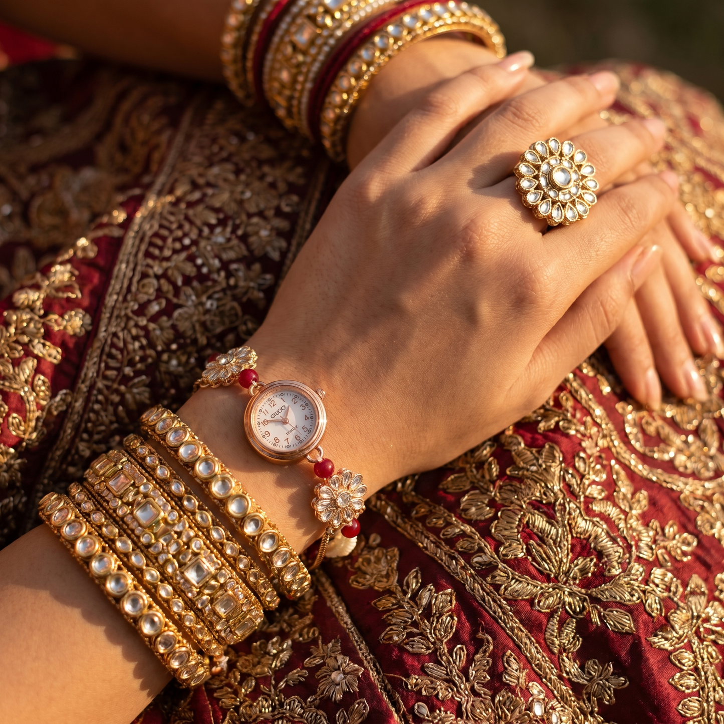 Royal Floral Pearl Bracelet Watch