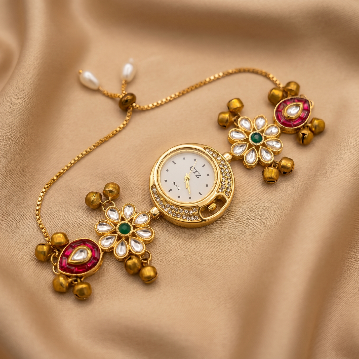 Royal Floral Gold-Plated Bracelet Watch
