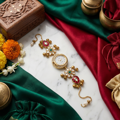 Royal Floral Gold-Plated Bracelet Watch