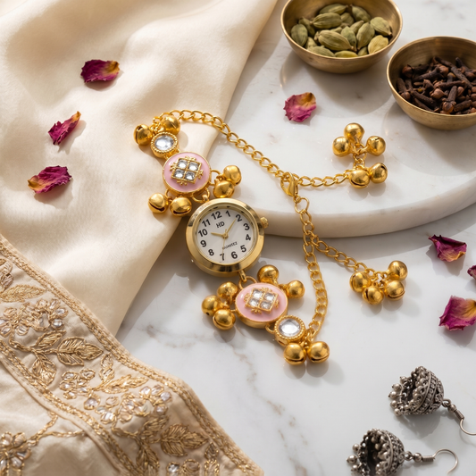 Pink Charm Traditional Bracelet Watch