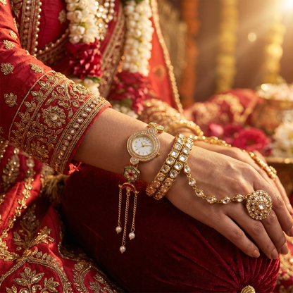 Luxury Ethnic Kundan Bracelet Watch