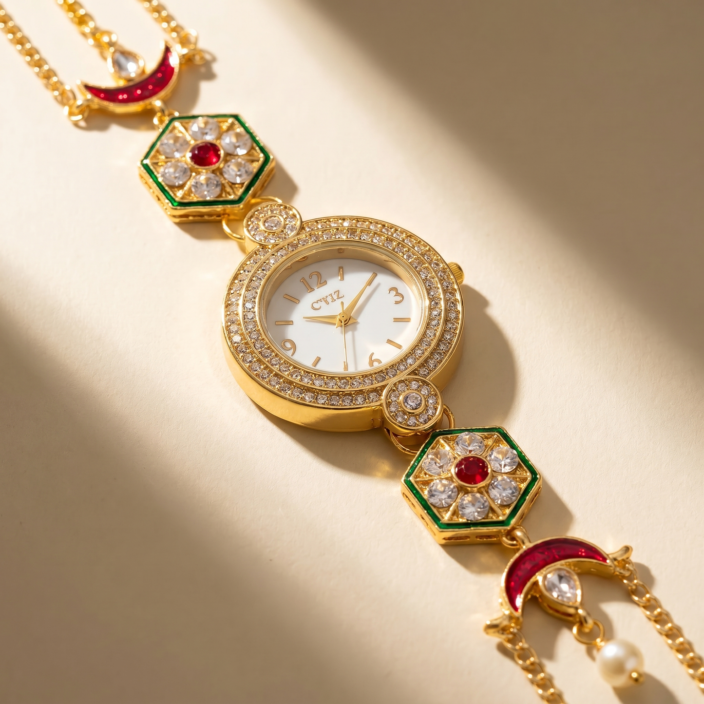 Luxury Ethnic Kundan Bracelet Watch