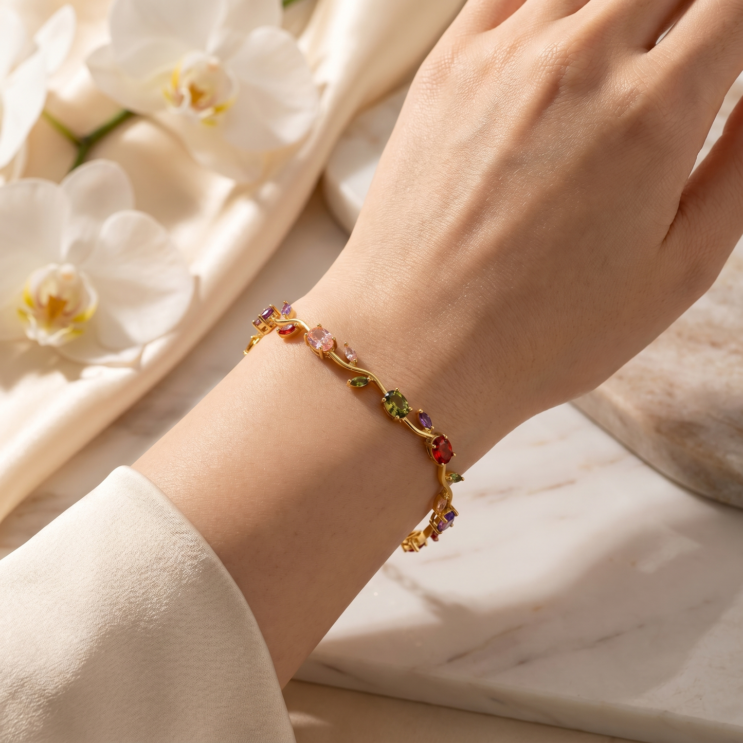 Tulip Floral Bracelet -18K Coquette Flower Bracelet