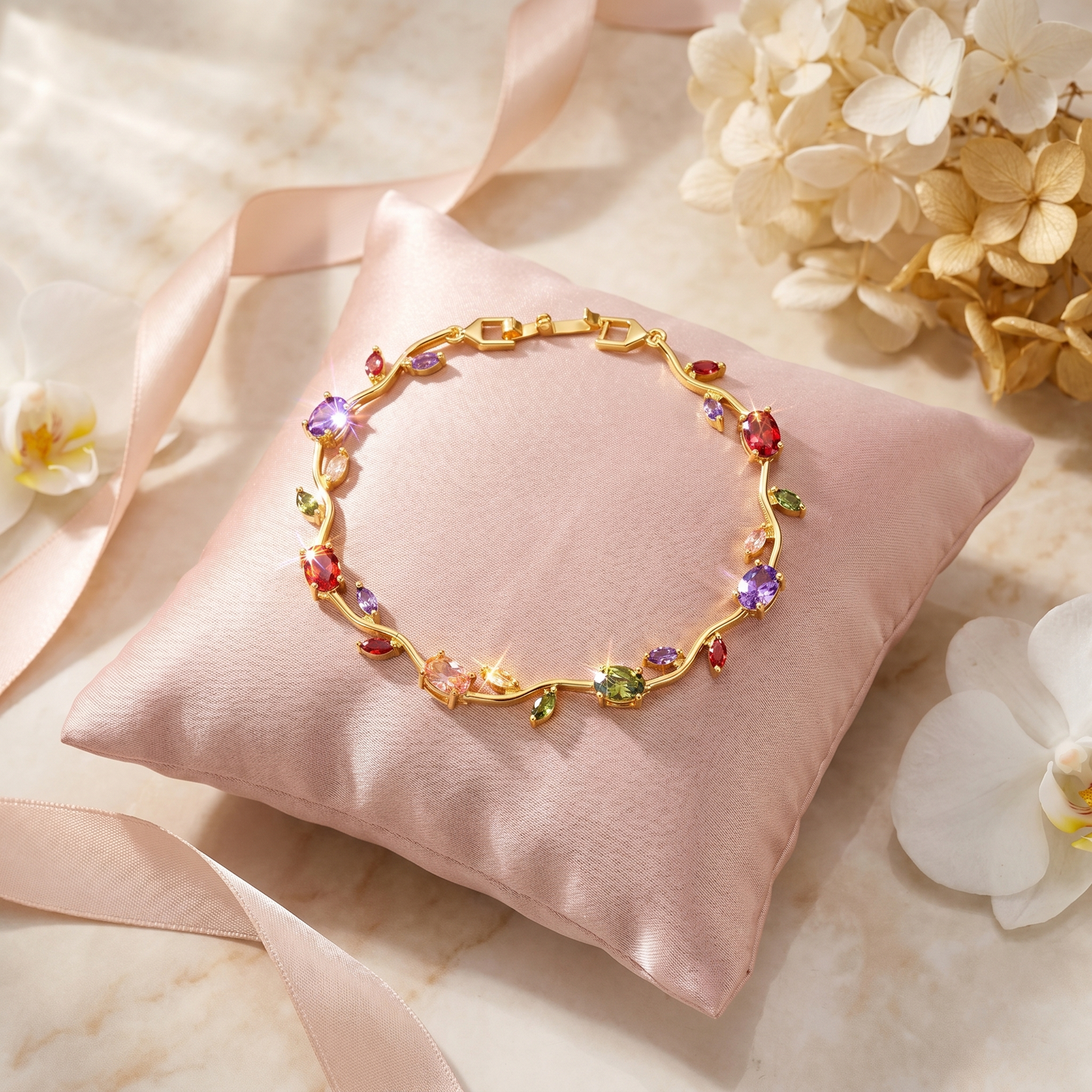 Tulip Floral Bracelet -18K Coquette Flower Bracelet