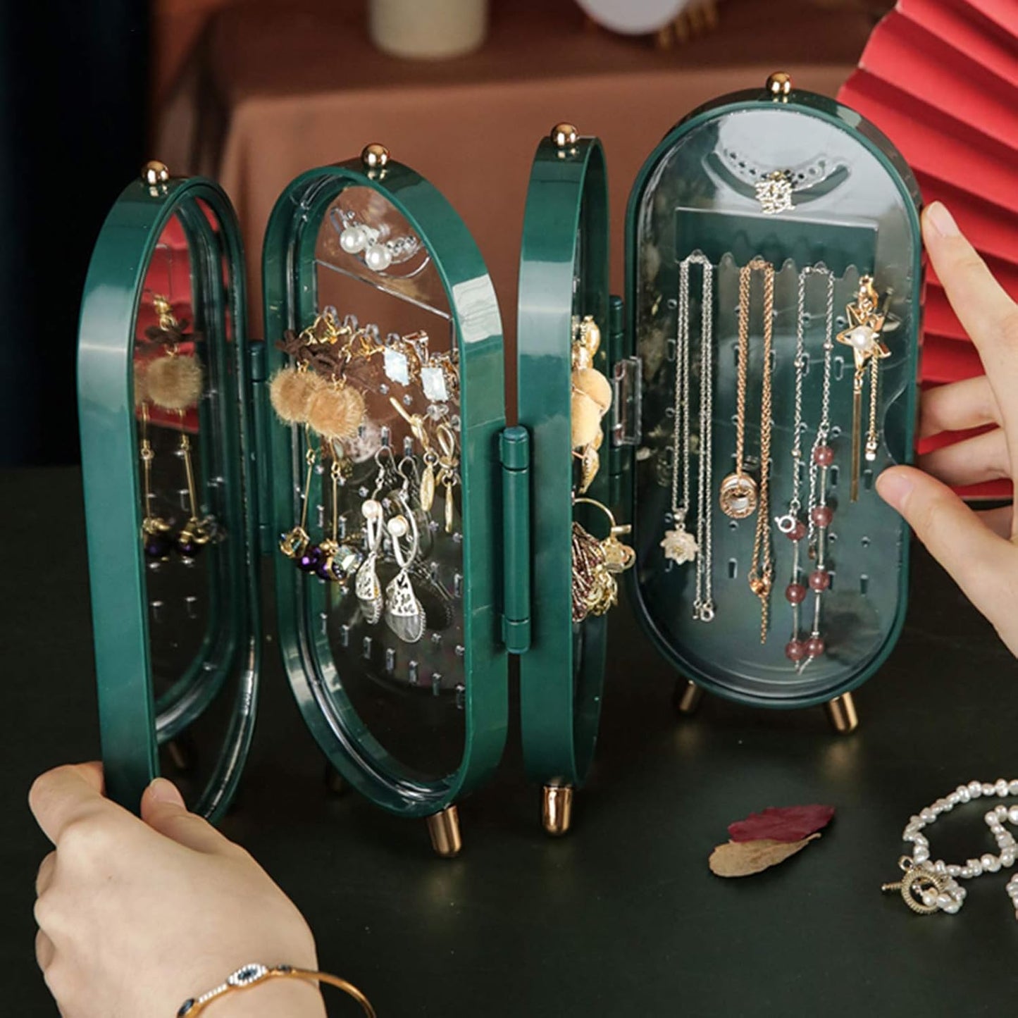 Foldable Jewelry Organizer With Mirror