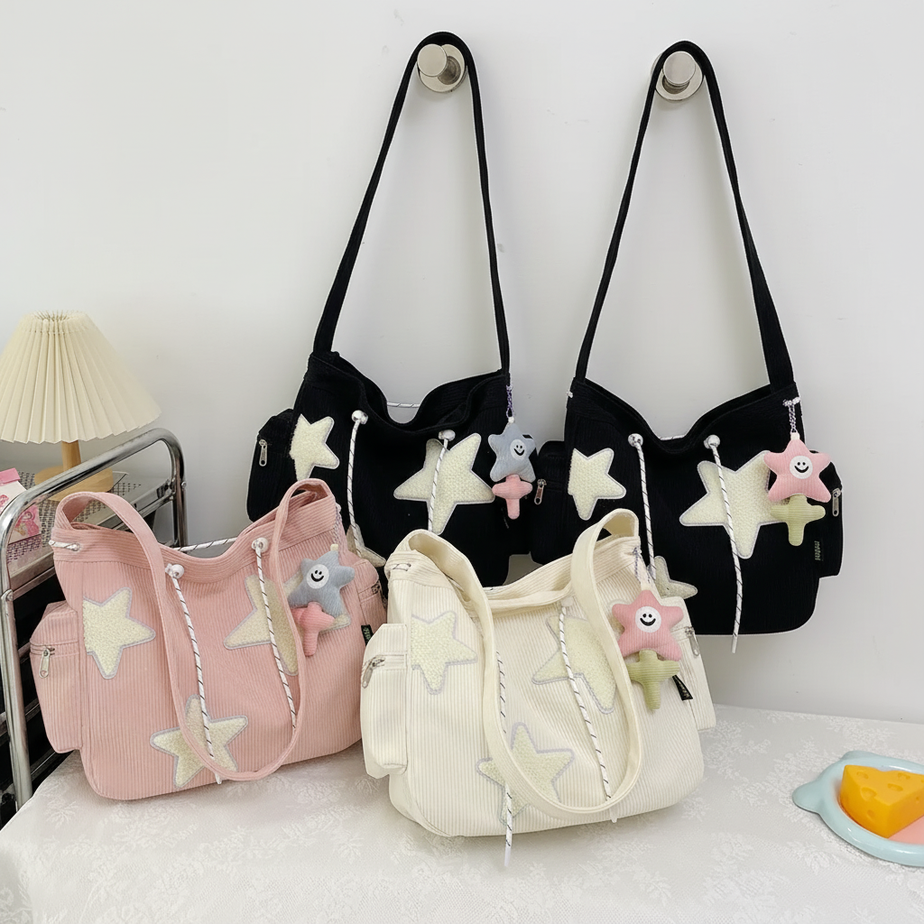 Star Patch Corduroy Bag