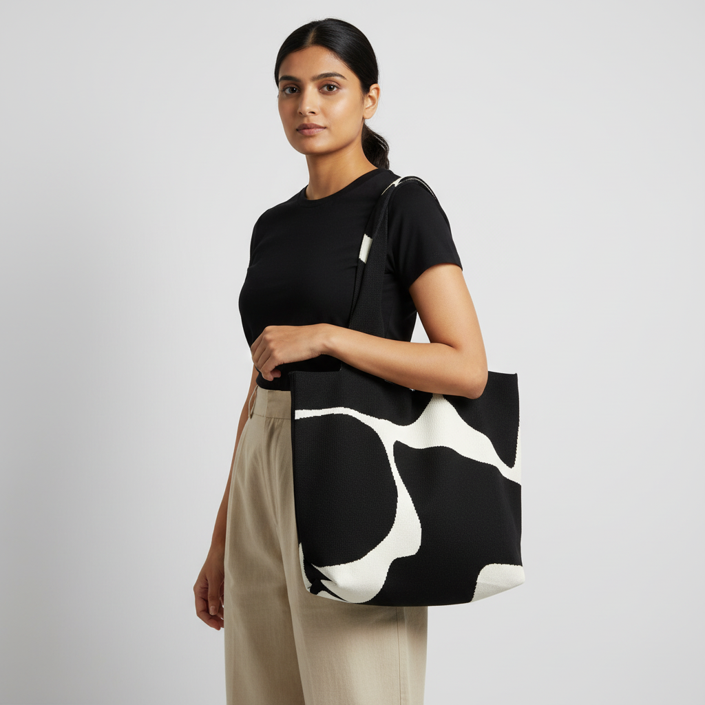 Cow-Print Canvas Tote Bag