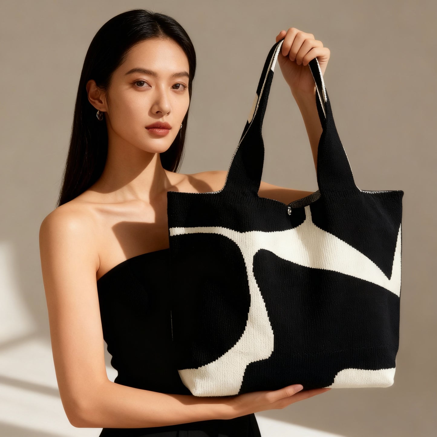 Cow-Print Canvas Tote Bag