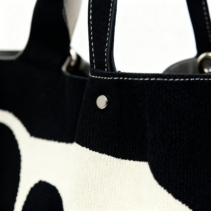 Cow-Print Canvas Tote Bag