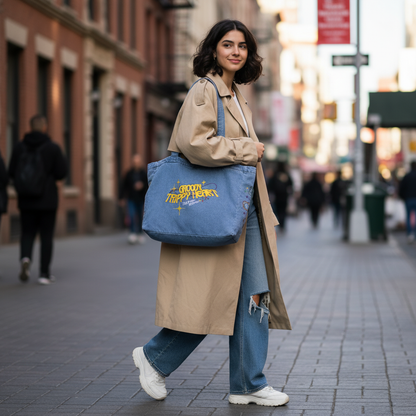 TrippyHeart Large Denim Tote bag