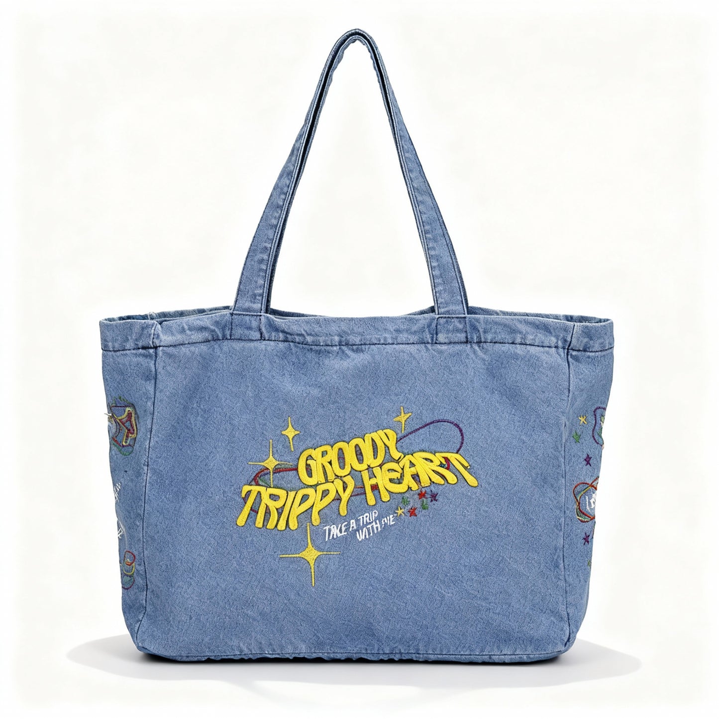 TrippyHeart Large Denim Tote bag