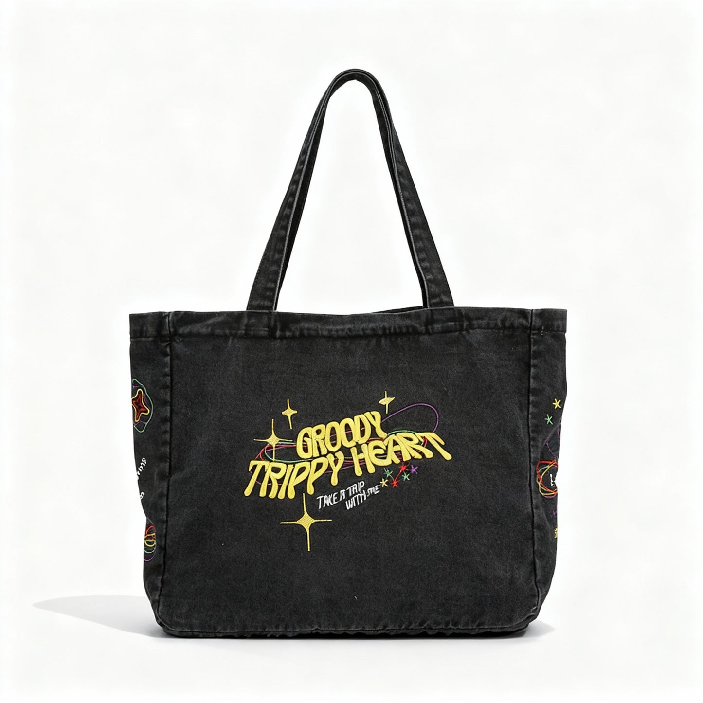 TrippyHeart Large Denim Tote bag