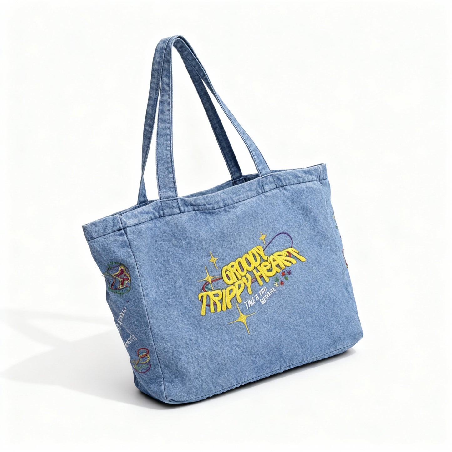 TrippyHeart Large Denim Tote bag