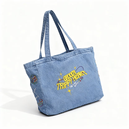 TrippyHeart Large Denim Tote bag