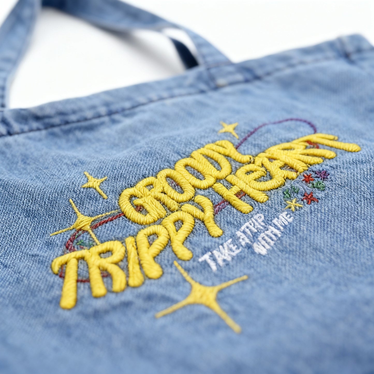 TrippyHeart Large Denim Tote bag