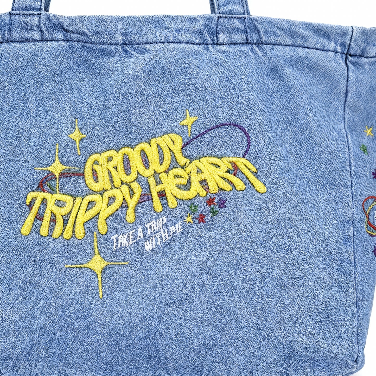 TrippyHeart Large Denim Tote bag